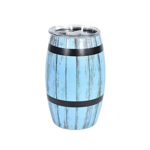 Vaso Térmico de Acero Inoxidable 304 con Diseño de Madera, 15/20/25oz, Forma de Barril de Cerveza, con Pajita, Taza de Viaje Portátil - Product Image 6