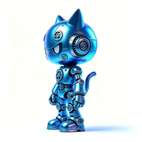 Figur Robot PVC Kustom OEM Warna Biru, Boneka Gaya Cyberpunk Cetakan Injeksi untuk Koleksi & Dekorasi Meja