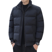 Veste matelassée décontractée pour homme, col montant, fermeture éclair épaisse, cardigan avec logo sur le devant, manteau d'hiver