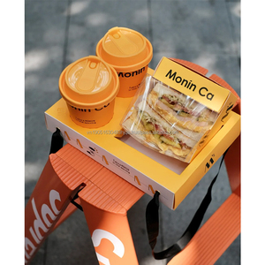 New Trendy Custom Design Brunch Sandwich Compartment <b>Box</b> Combo Platter Carrier with Handle for Finger Food & Drink Takeaway - Product Image 2