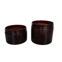 OEM OEM personnalisé 200 ML 250 ML 300 ML 400 ML Ambre foncé Contenants cosmétiques à large ouverture Pot en plastique PET avec couvercle à vis noir