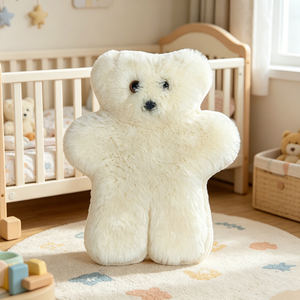 Jouet de sécurité pour bébé en peau de mouton écologique, fait main, en fourrure douce de <span class=keywords><strong>laine</strong></span>, peluche naturelle en peau d'agneau pour les tout-petits - Product Image 5