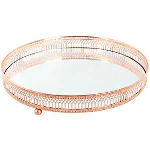 Oval Glass <b>Mirror</b> <b>Gold</b> Serving Tray - Product Image 3