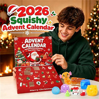 Calendrier de l'Avent Jouets Squishy Compte à rebours de Noël 24 Jours Boîte Mystère Veilleuse Acrylique & Cadeau