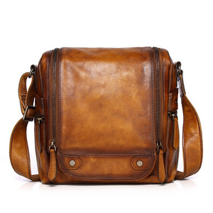 Men's Crossbody <b>Bag</b> Genuine Leather Dark Brown Summer Retro Style Fashionable Shoulder <b>Bag</b> for Leisure Travel - Product Image 4
