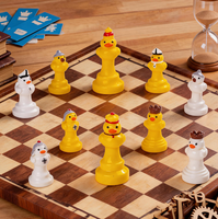 3D Miniatur-Enten-Schachfigur aus Harz, Niedliche Gelbe Tierfigur, Lustiges Brettspiel, Geschenk für Spieleliebhaber, Neuartiges Schreibtisch-Spielzeug