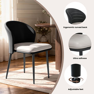 Chaise de salle à manger moderne en similicuir avec dossier incurvé, coussin en mousse épaisse, chaise d'appoint douce pour l'extérieur, pour la cuisine et le salon - Product Image 5