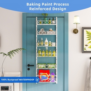 6 tầng có thể điều chỉnh giỏ treo tường kim loại gia vị giá đựng thức ăn treo lưu trữ và tổ chức trên cửa đựng thức ăn tổ chức - Product Image 5