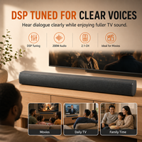 Barre de son fine 200W pour TV 2.1CH avec basses profondes, Bluetooth 5.3, HDMI ARC, entrée optique et télécommande
