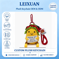 Porte-clés Taco au crochet mignon, fait main, tricoté, avec carte inspirante, mousqueton rouge, cadeau pour sac à dos