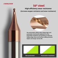 Fraise à bout sphérique micro HRC60 R0.1-R0.45mm à 2 dents, revêtement AlTiN, longueur 4mm-50mm, en carbure de tungstène, pour usinage CNC, OEM, en boîte