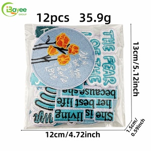 Parches Bordados a Máquina que No se Arrugan Después del Lavado, Parche Verde con Dibujos Animados, Palabras en Inglés, Oso Joy, para Decoración de Ropa y Bolsos - Product Image 2