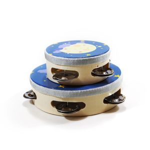 Pandereta de madera con cintas para espectáculos de danza de Xinjiang, instrumento de percusión Orff de dibujos animados, herramienta de enseñanza para aprendizaje temprano - Product Image 2