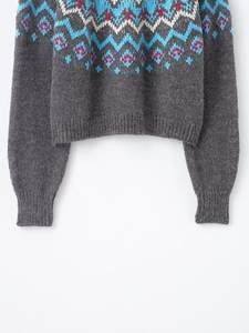 Pull en tricot en polyester à motif floral contrasté vintage d'hiver pour femmes Zevity New ZA, chic et décontracté - Product Image 5