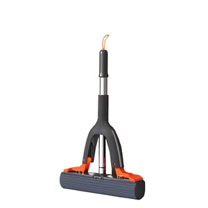 Mopa telescópica retráctil con esponja absorbente y mango de acero inoxidable, ecológica, de alta capacidad, con sistema de escurrido por volteo de placa. - Product Image 1