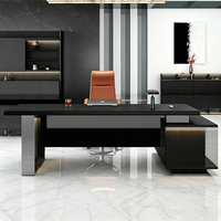 KMJ Luxury Bureau de direction de luxe en forme de L, robuste, mobilier de bureau