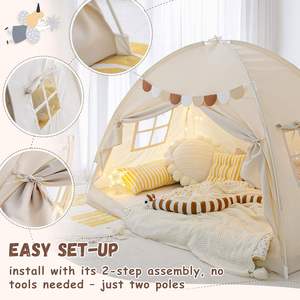Tente de jeu pour enfants, lit à baldaquin pour jumeaux, maison de rêve intérieure, cadeau de Noël - Product Image 4