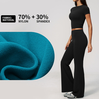 Ensemble de yoga personnalisé pour fabricant, vêtements de sport et de course, ultra doux, taille haute, séchage rapide, décontracté, effet push-up, coupe évasée