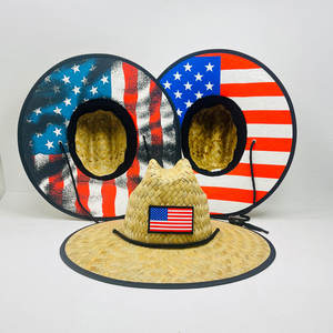 قبعة من القش لحراسة الإنقاذ في الولايات المتحدة الأمريكية مع علم UPF 50 + بالجملة - Product Image 5