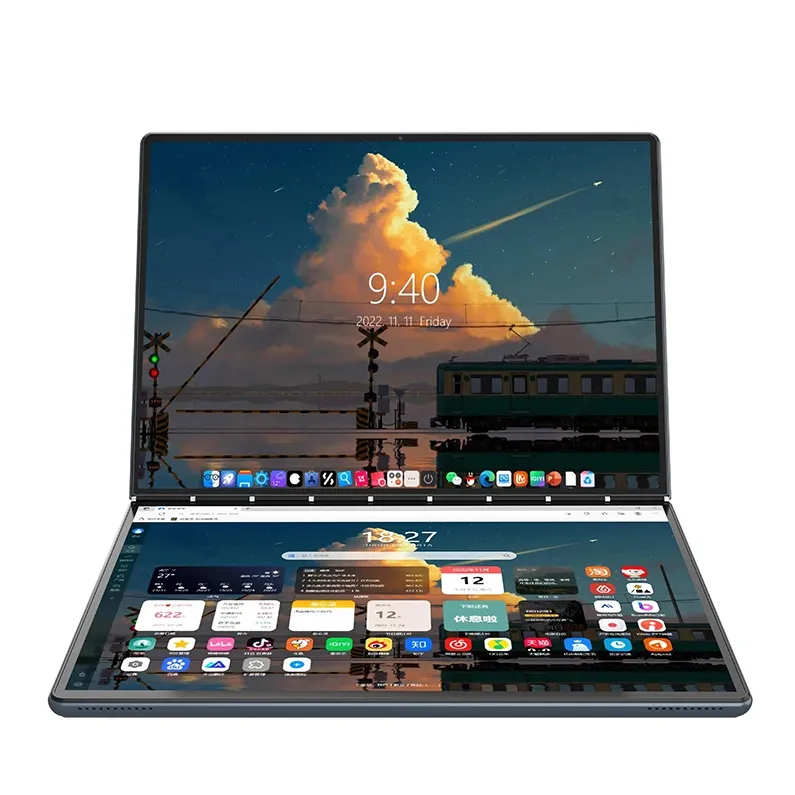 2024ขายดี2 in 1 13.5 "2.5K แล็ปท็อปหน้าจอคู่ N100 3.40กิกะเฮิร์ตซ์16 + 1TB แบตเตอรี่9000โน๊ตบุ๊คโยคะสำหรับเกมการศึกษาพีซีแบบสัมผัส