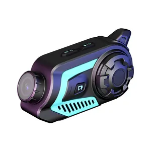 Ip66防水オールインワン2kモーターサイクルBtインターホンヘルメットカメラレコーダー (Bluetoothイヤホン付き)