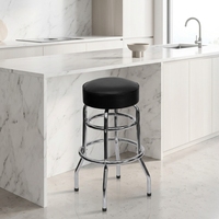 Tabouret de bar en cuir souple de style simple, avec cadre métallique robuste, pour salon intérieur (vente en gros)