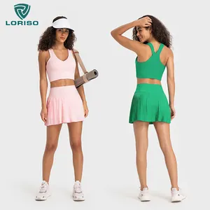 V-Ausschnitt Design 2 Stück Rock Set stoß fester Sport-BH mit Tennis röcken für Frauen