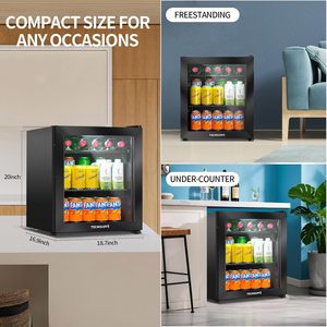 Réfrigérateur 40L avec porte vitrée, mini-vitrine pour boissons, vin, bière, pour la maison, le magasin, le bureau - Product Image 5