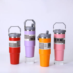 Set de Regalo de Taza Térmica Clásica de Doble Capa de 30oz, Vaso de Acero Inoxidable 304, Termo Portátil con Asa y Pajita, Ecológico - Product Image 4