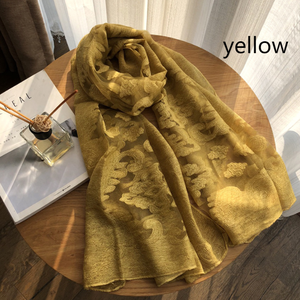 Bufanda de organza para mujer primavera y verano nuevo estilo simulación seda tinte sucio corte flor bufanda fina chal protector solar - Product Image 2