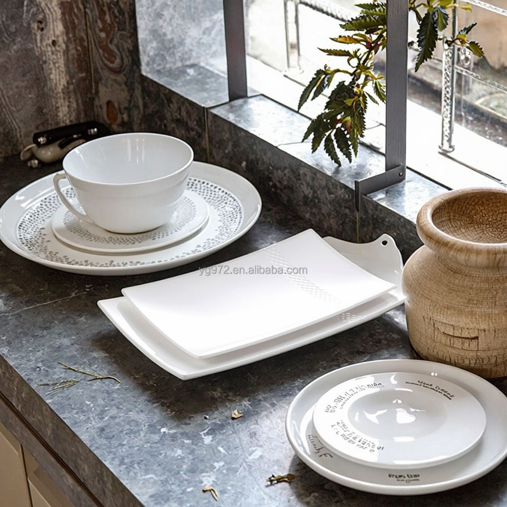 Juego de Platos Grandes Rectangulares de Melamina 100% India