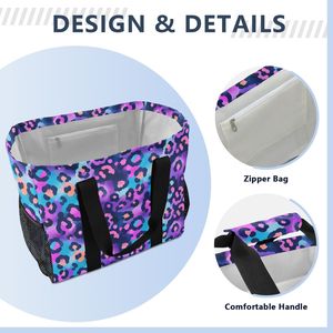 Panier à linge pliable à faible MOQ avec poches latérales en maille, sac de courses grand format imprimé léopard, anti-poussière, imperméable et indéchirable - Product Image 2