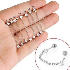 <span class=keywords><strong>Orecchini</strong></span> a perno doppio in acciaio inossidabile 316L YW con zirconi a forma di stella e cuore <span class=keywords><strong>per</strong></span> <span class=keywords><strong>piercing</strong></span> alla cartilagine, elice, <span class=keywords><strong>trago</strong></span> - Gioielli <span class=keywords><strong>per</strong></span> il corpo - Product Image 5