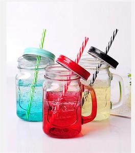 Gradient Glass with Straw Handle <b>Cold</b> Drink Retro Rooster <b>Cup</b> Milk Tea . - Product Image 2