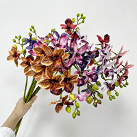 Supplier Grosir HGA Bunga Anggrek Phalaenopsis Buatan, Tangkai Tunggal, Sentuhan Realistis, Anggrek Palsu untuk Dekorasi Pesta Pernikahan