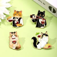 Groothandel grappige cartoon barman voor fruit emaille zinklegering voor badge broche schattige student rugzak etui