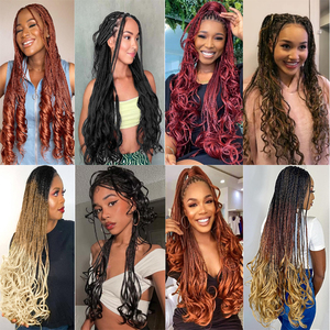 Extensiones de cabello trenzado rizado francés de etiqueta privada <span class=keywords><strong>trenzas</strong></span> de rizo en espiral de pelo de ganchillo de alta calidad para mujeres negras - Product Image 6