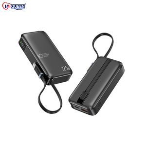 Batterie externe Slim 10000mAh avec deux câbles intégrés, un port USB, charge rapide, logo personnalisé, OEM ODM, directement de l'usine - Product Image 1