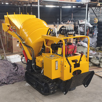 Bétonnière autochargeante 280L à chenilles haute performance pour travaux de construction, mini-bétonnière sur chenilles avec fonction benne
