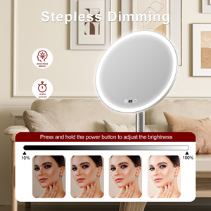 Espejo de Maquillaje Redondo con Iluminación Ambiental, Pantalla LCD Táctil, Tres Colores de Luz, Recargable - Product Image 3