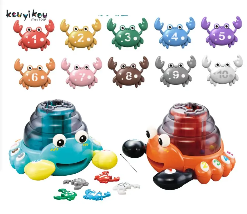 Kouyikou popular recommendation product 12 in 1 interactive electric intelligence crab toy with light music educational for kid