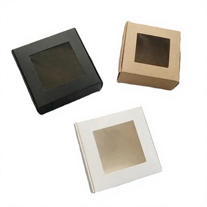 Luxury <b>White</b> Black Biodegradable Rigid <b>Cardboard</b> Gift <b>Box</b> with Clear Window and Varnishing Printing for Gifts - Product Image 2