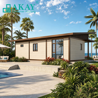 Villa préfabriquée moderne AKAY avec fenêtres en verre, maisons modulaires en acier léger, maisons préfabriquées extensibles, maisons conteneurs pour hébergement de vacances