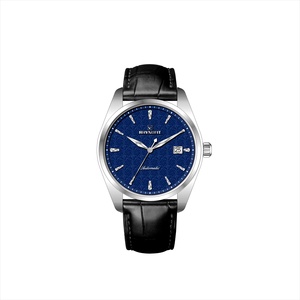 Montre-bracelet mécanique automatique pour homme d'affaires avec cadran gravé personnalisé et boîtier en acier inoxydable poli - Product Image 1