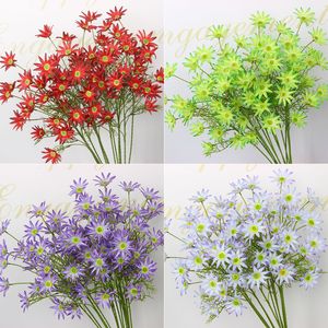 Fleur artificielle en soie à six têtes, bleu étoilé, branche unique, pour décoration intérieure et accessoires de photographie extérieure - Product Image 3