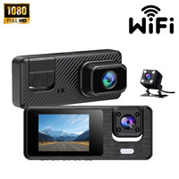 Caméra de recul universelle 1080p à trois objectifs, angle de 170°, vision nocturne infrarouge HD WDR, enregistrement en boucle, stationnement, garantie 1 an, ROHS