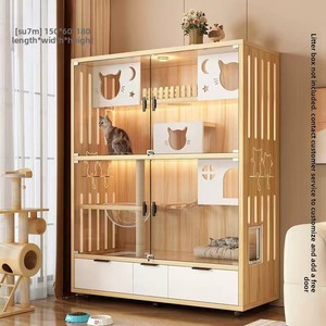 Villa Kucing Mewah 2 Lantai dari Kayu - Kandang & Rumah Kucing Persegi Panjang untuk Rumah Tangga dengan Sarang Tahan Air, Rumah Kucing Besar untuk Pembiakan di Dalam Ruangan - Product Image 4