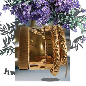 กำไลข้อมือสแตนเลสสตีล 316 ชุบเงิน PVD กันน้ำ ดีไซน์เรขาคณิตทันสมัย  แบบกำหนดเอง ป้องกันการแพ้ - Product Image 3