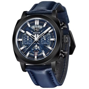 Reloj de Cuarzo Cronógrafo Premium para Hombre, 3 Esferas, 6 Agujas, Resistente al Agua, Esfera Esqueleto, Correa de Cuero, Luminoso, con Calendario - Product Image 5