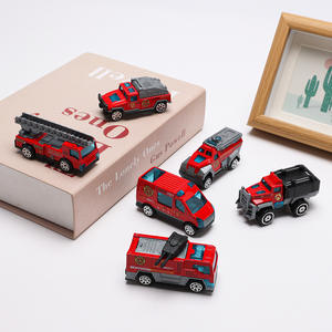 Ensemble de course de modèles de véhicules de chantier et de pompiers en métal coulissant, très vendu à l'international, échelle 1:64, pour enfants de 4 à 6 ans, avec boîte de présentation - Product Image 2